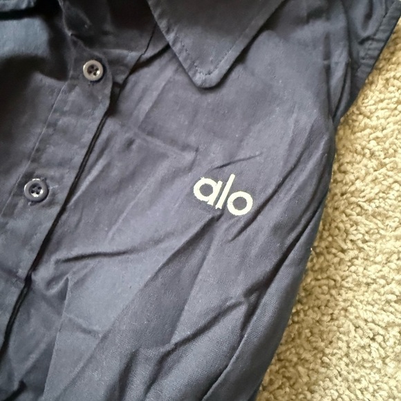 ALO Yoga Navy Button-Down Midi Dress - Picture 2 of 5